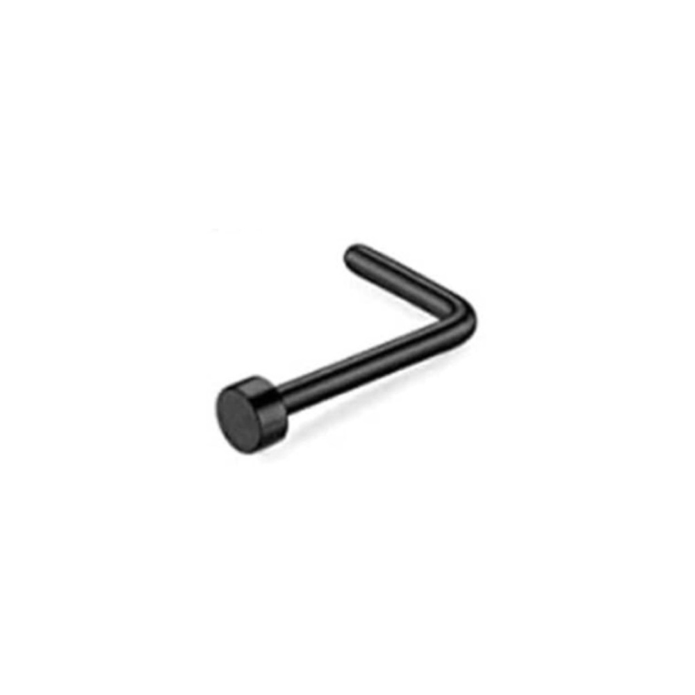 Black Stainless Steel Nail Head L-Shaped Nose Ring • 20G Nose Stud